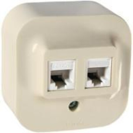 Розетка двойная Телефонная + Компьютерная RJ 11 + RJ 45 - категория 5e. Цвет Слоновая кость. Legrand Quteo (Легранд Кутео). 782251
