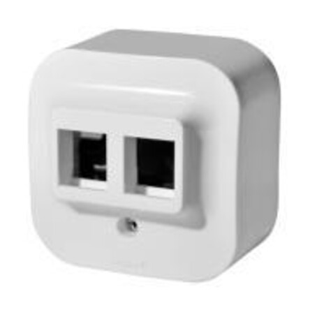 Розетка Адаптер для 1 или 2 розеток RJ 45 Keystone. Цвет Белый. Legrand Quteo (Легранд Кутео). 782226