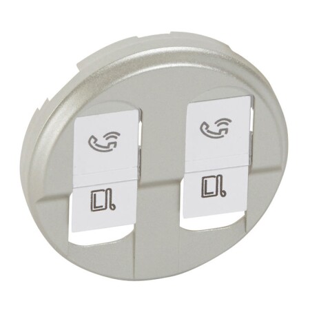Розетка RJ 45 UTP кат. 6 Двойная Компьютерная . Цвет Титан. Legrand Celiane (Легранд Селиан). 067344+067344+068552+080251