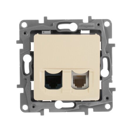 Двойная розетка RJ 11 + RJ45 Кат. 5е UTP. Цвет Слоновая кость. Legrand Etika (Легранд Этика). 672352