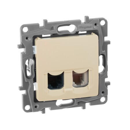 Двойная розетка RJ 11 + RJ45 Кат. 5е UTP. Цвет Слоновая кость. Legrand Etika (Легранд Этика). 672352