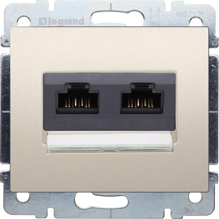 Розетка компьютерная двойная RJ45х2, UTP, кат. 5е. Цвет Титан. Legrand Galea Life (Легранд Галея Лайф). 775762+771475