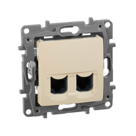 Компьютерная/интернет розетка двойная RJ 45 - категория 5е - UTP. Цвет Слоновая кость. Legrand Etika (Легранд Этика). 672355