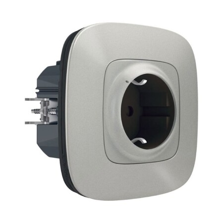 Умная розетка 2К+З 16А 230В со шторками. Цвет Алюминий. Valena Allure NETATMO. 752794