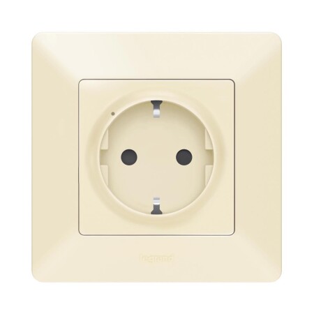 Умная розетка 2К+З 16А 230В со шторками. Цвет Слоновая кость. Valena Life NETATMO. 752294