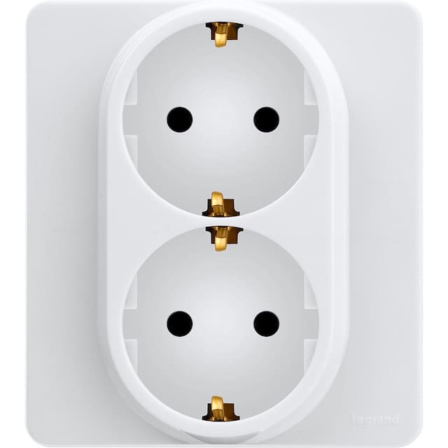 Розетка электрическая двойная 2x2К+З - 16 А - 250 В~. Цвет Белый